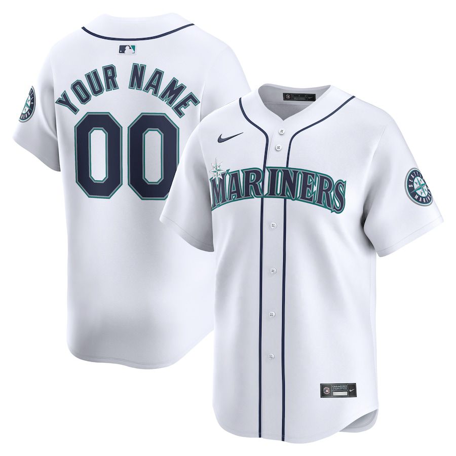 Men Seattle Mariners Nike White Home Limited Custom MLB Jersey->customized mlb jersey->Custom Jersey